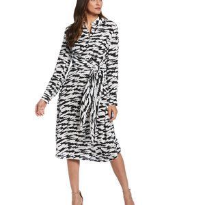 Ella by Rafaella Printed Crepe Tie Front Midi Dress